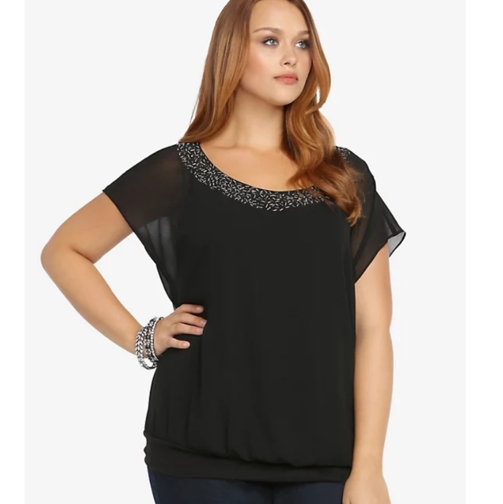 Torrid beaded trim chiffon shirt